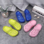 Kids clogs available in blue, pink and green colors