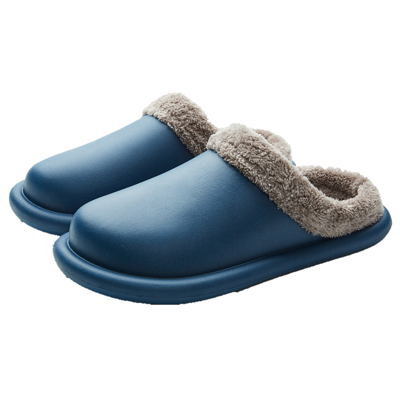 Blue OAKAA winter slippers with soft fleece lining and cushioned sole