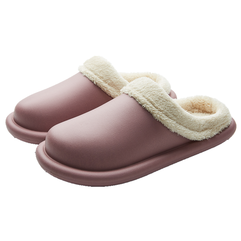 Brown OAKAA winter slippers with cozy fleece lining and thick sole