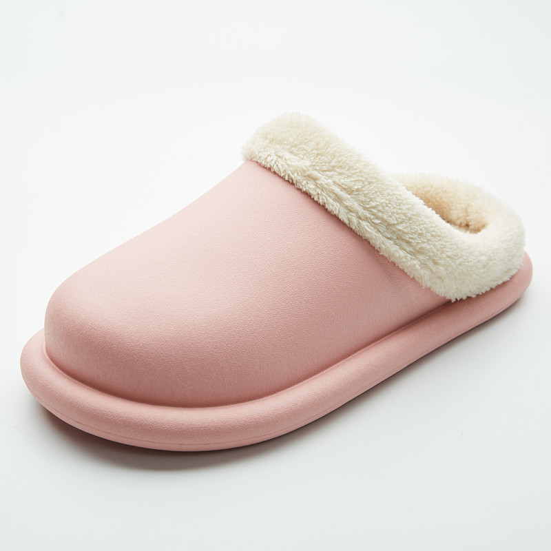 Light pink OAKAA winter slippers with plush fleece lining