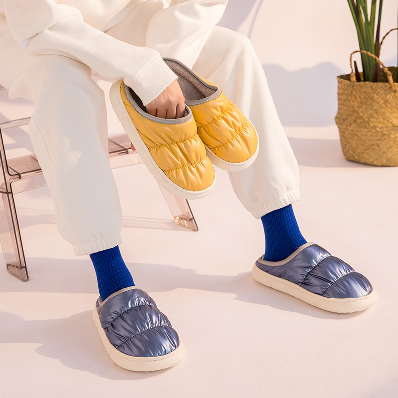 Unisex puffer winter slippers styled for cozy indoor lounging and daily home wear